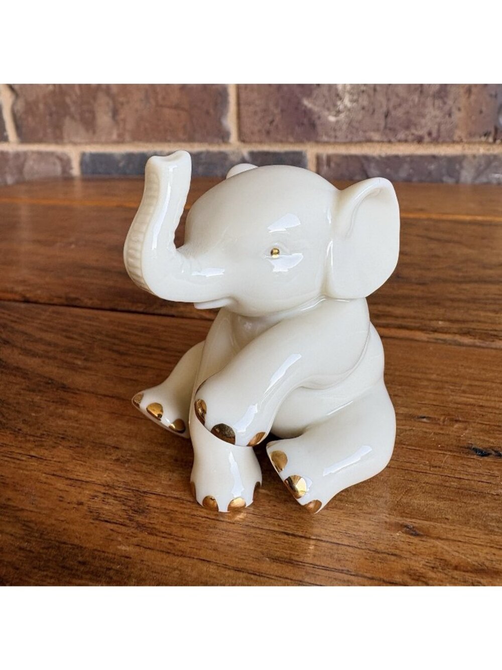 Lenox Baby Elephant Porcelain Figurine Ivory with Gold Accents